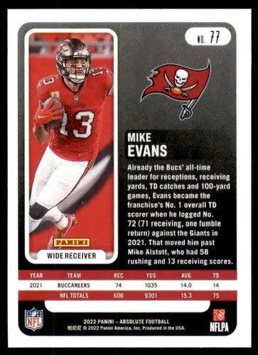 2022 Panini Absolute #77 Mike Evans NM-MT Buccaneers ID:52280 - Football Card Single