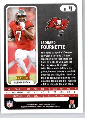 2022 Panini Absolute Leonard Fournette football card with original gloss Buccaneers NM-MT