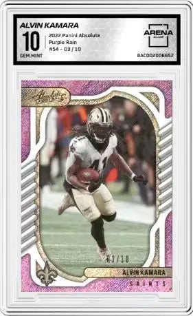 2022 Panini Absolute Alvin Kamara #54 Purple Rain 03/10 AC 10 - Football Card Single