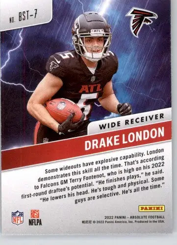 Original gloss Drake London football card from Panini Absolute 2022 Falcons collection