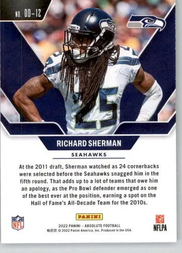 2022 Panini Absolute Draft Diamonds #12 Richard Sherman NM-MT Seahawks ID:49256 - Football Card Single