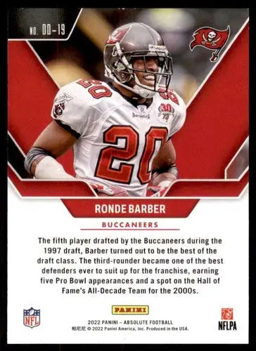 Original gloss Ronde Barber football card from Panini Absolute Draft Diamonds series