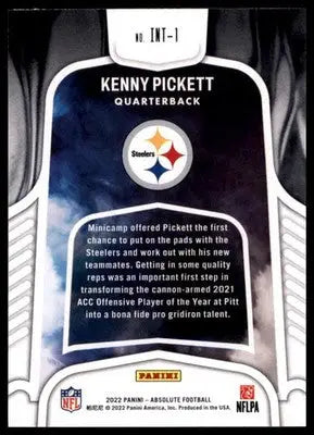 2022 Panini Absolute - Introductions Kenny Pickett INT-1 Pittsburgh Steelers - Football Card Single