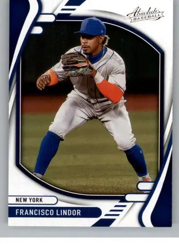 Original gloss of Francisco Lindor baseball card from Panini Absolute Retail 2022
