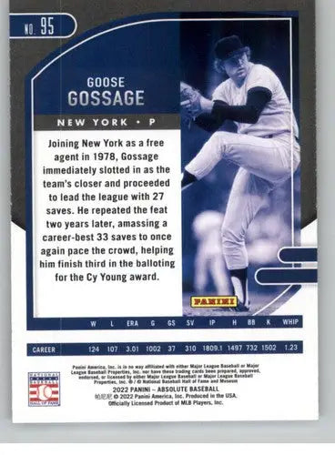 2022 Panini Absolute Retail Goose Gossage baseball card Yankees NM-MT model