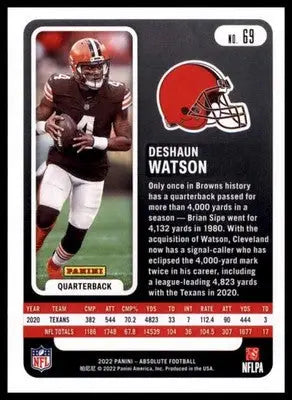 2022 Panini Absolute - Retail Deshaun Watson 69 Cleveland Browns - Football Card Single