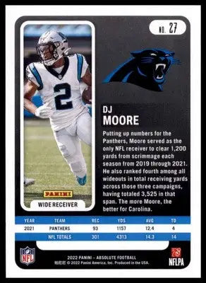 2022 Panini Absolute - Retail DJ Moore 27 Carolina Panthers - Football Card Single