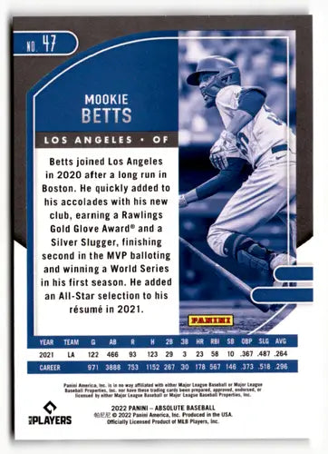 2022 Panini Absolute Retail Green #47 Mookie Betts NM-MT Dodgers - Baseball Card Single