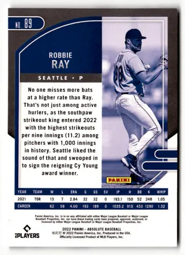 2022 Panini Absolute Retail Green #89 Robbie Ray NM-MT Mariners ID:52347 - Baseball Card Single