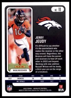 2022 Panini Absolute - Retail Jerry Jeudy 10 Denver Broncos - Football Card Single