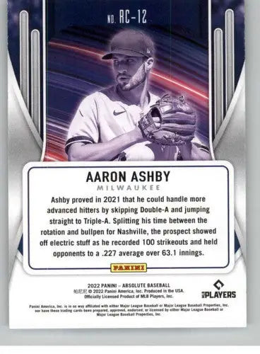 Aaron Ashby baseball card from Panini Absolute Rookie featuring original gloss and retail release