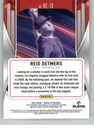 2022 Panini Absolute Rookie Class Retail Green #10 Reid Detmers NM-MT A ID:52339 - Baseball Card Single