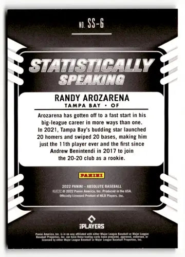 2022 Panini Absolute Statistically Speaking Retail Lava #6 Randy Arozar ID:52350 - Baseball Card Single