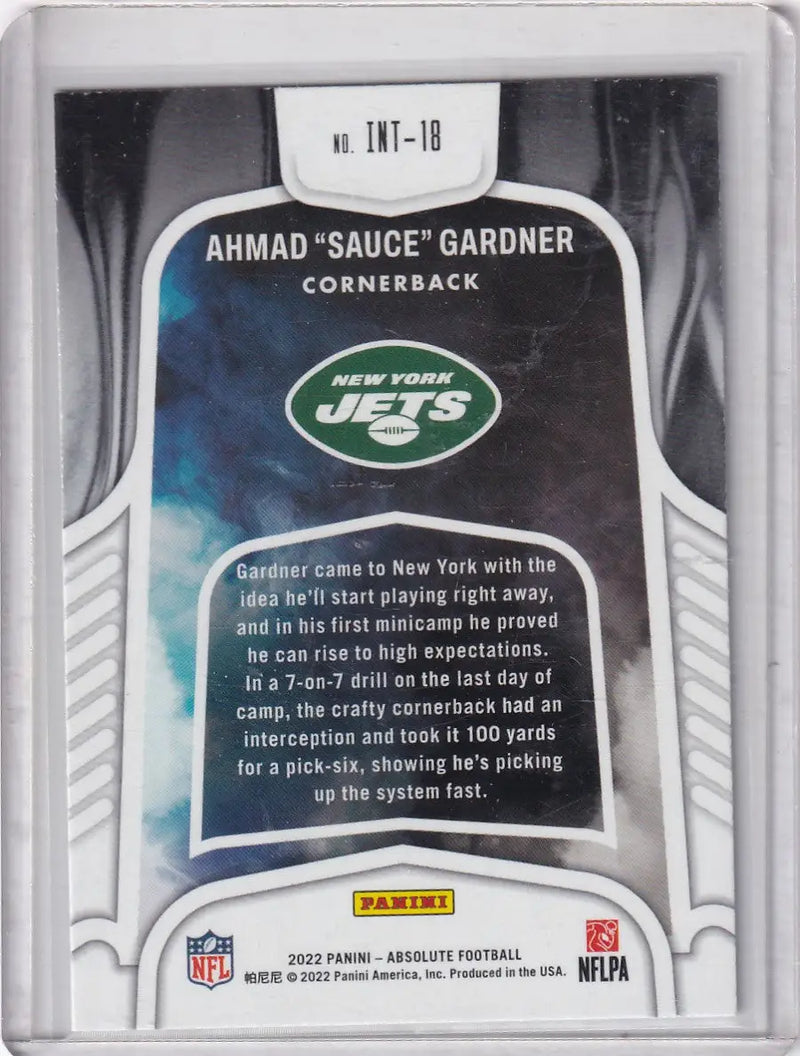 2022 Panini Absolute #TNT-18 Ahmad Sauce Gardner - New York Jets - Football Card Single