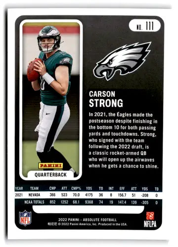 2022 Panini Absolute Yellow #111 Carson Strong NM Near Mint RC Rookie E ID:66956 - Football Card Single