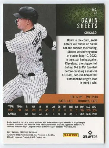 2022 Panini Capstone #25 Gavin Sheets NM-MT White Sox ID:50610 - Baseball Card Single