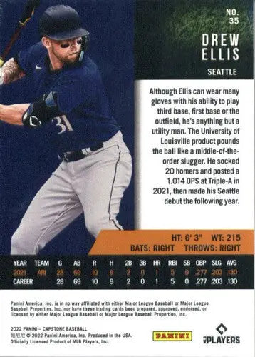 2022 Panini Capstone Drew Ellis baseball card with original gloss Mariners ID 53672
