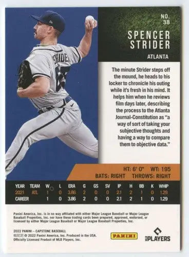 2022 Panini Capstone #38 Spencer Strider NM-MT Braves ID:50608 - Baseball Card Single