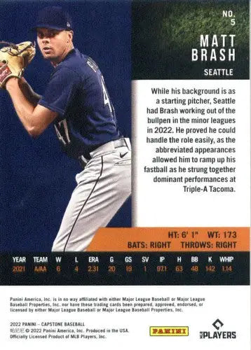 2022 Panini Capstone #5 Matt Brash NM-MT Mariners ID:53676 - Baseball Card Single