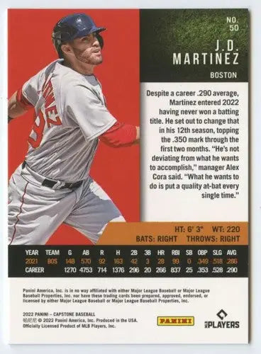 2022 Panini Capstone #50 J.D. Martinez NM-MT Red Sox ID:50619 - Baseball Card Single