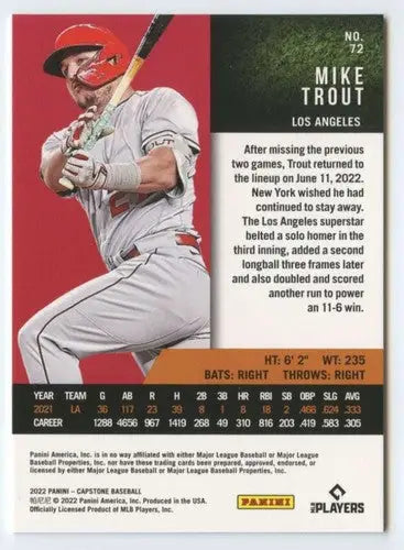 2022 Panini Capstone #72 Mike Trout NM-MT Angels ID:50615 - Baseball Card Single