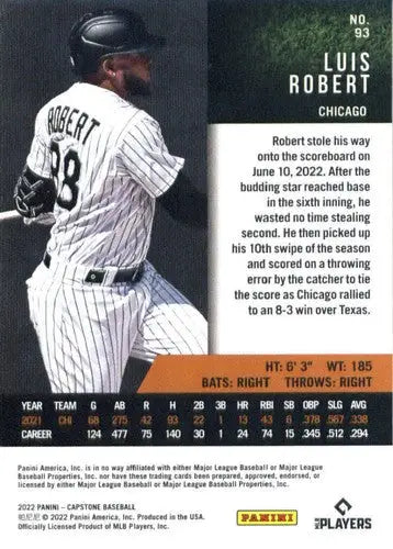 Original gloss Luis Robert baseball card from 2022 Panini Capstone White Sox