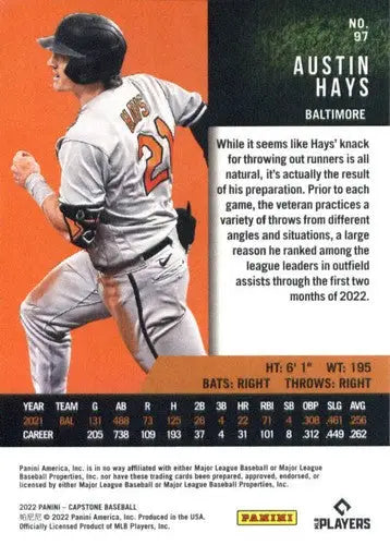 2022 Panini Capstone #97 Austin Hays NM-MT Orioles ID:53685 - Baseball Card Single