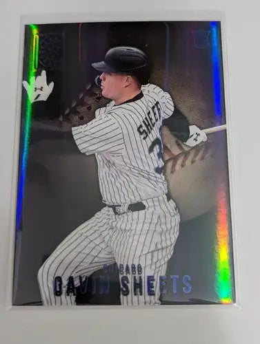 Baseball trading card featuring Gavin Sheets in pinstriped uniform from Panini Capstone Blue
