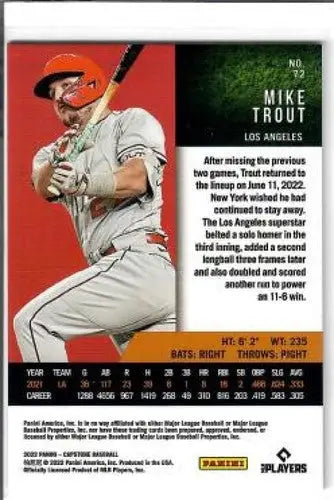 2022 Panini Capstone Blue #72 Mike Trout NM-MT Angels ID:54023 - Baseball Card Single
