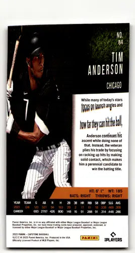 Baseball trading card featuring Tim Anderson of the Chicago White Sox from Panini Capstone Blue