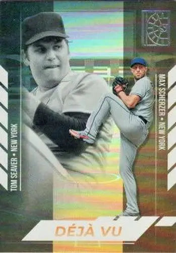 Baseball card featuring two pitchers from 2022 Panini Capstone Deja Vu set