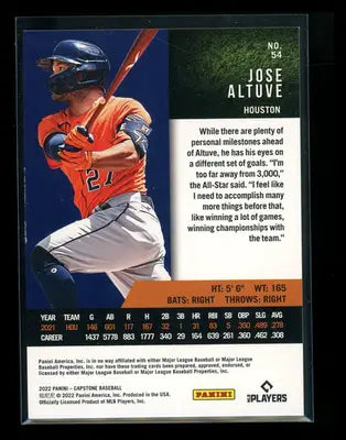 2022 Panini Capstone Jose Altuve #54 49/99 Baseball - Baseball Card Single