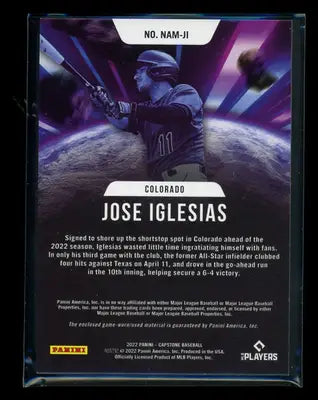 2022 Panini Capstone New Age Materials Jose Iglesias #NAM-JI Jersey Patch 07/23 - Baseball Card Single