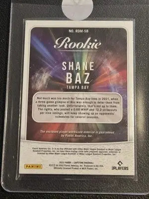 2022 Panini Capstone #RDM-SB Shane Baz Rookie Dual Materials - Baseball Card Single