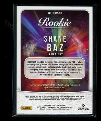 2022 Panini Capstone Rookie Shane Baz #RDM-SB Jersey Patch RC Baseball - Baseball Card Single