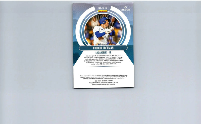 Baseball trading card of Freddie Freeman from 2022 Panini Capstone Summit series