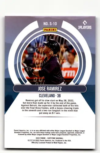 Baseball trading card featuring José Ramírez of the Cleveland Guardians from Panini Capstone Summit