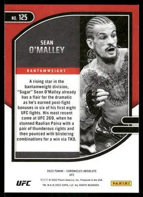 2022 Panini Chronicles Absolute UFC Sean O’Malley #125 Mixed Martial Arts (MMA) - UFC/MMA Card Single