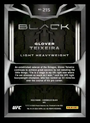 2022 Panini Chronicles Black UFC Glover Teixeira #215 MMA - UFC/MMA Card Single