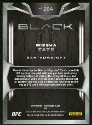 2022 Panini Chronicles Black UFC Miesha Tate #204 Mixed Martial Arts (MMA) - UFC/MMA Card Single