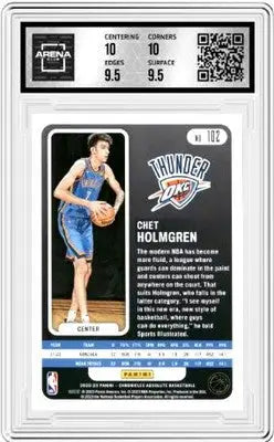 Graded basketball trading card of Chet Holmgren from 2022 Panini Chronicles Chet Holmgren