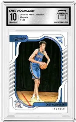 Graded basketball trading card of Chet Holmgren from 2022 Panini Chronicles Chet Holmgren