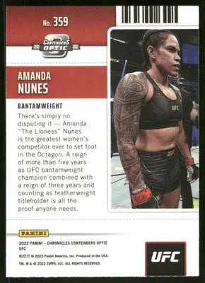 2022 Panini Chronicles Contenders Optic UFC Amanda Nunes #359 MMA - UFC/MMA Card Single
