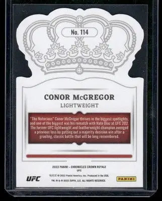 2022 Panini Chronicles Crown Royale Conor McGregor #114 Mixed Martial Arts - UFC/MMA Card Single