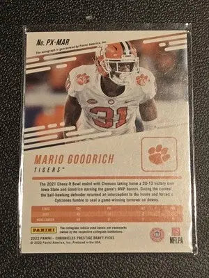 2022 Panini Chronicles Draft Mario Goodrich Prestige Xtra Points Signatures - Football Card Single