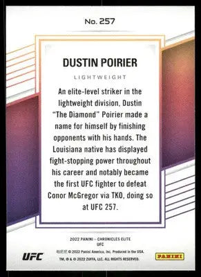 2022 Panini Chronicles Elite UFC Dustin Poirier #257 Mixed Martial Arts (MMA) - UFC/MMA Card Single