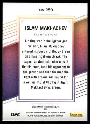 2022 Panini Chronicles Elite UFC Islam Makhachev #259 Mixed Martial Arts (MMA) - UFC/MMA Card Single