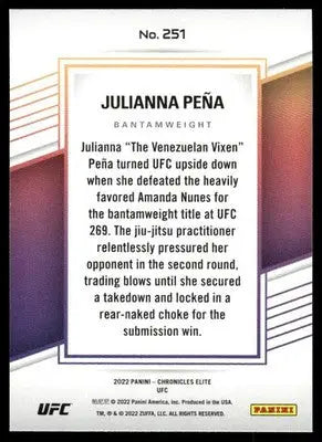 2022 Panini Chronicles Elite UFC Julianna Peña #251 Mixed Martial Arts (MMA)