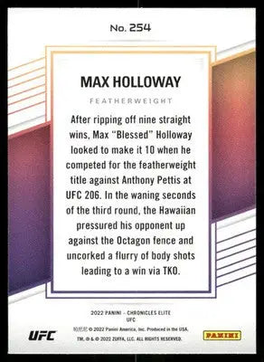 2022 Panini Chronicles Elite UFC Max Holloway #254 Bronze Mixed Martial Arts - UFC/MMA Card Single