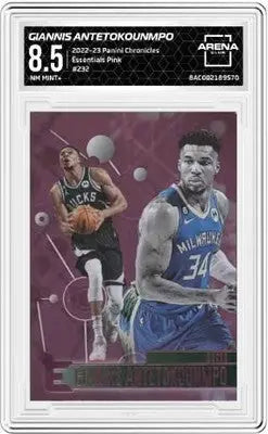 Graded Panini Chronicles Giannis Antetokounmpo Pink Arena Club trading card image